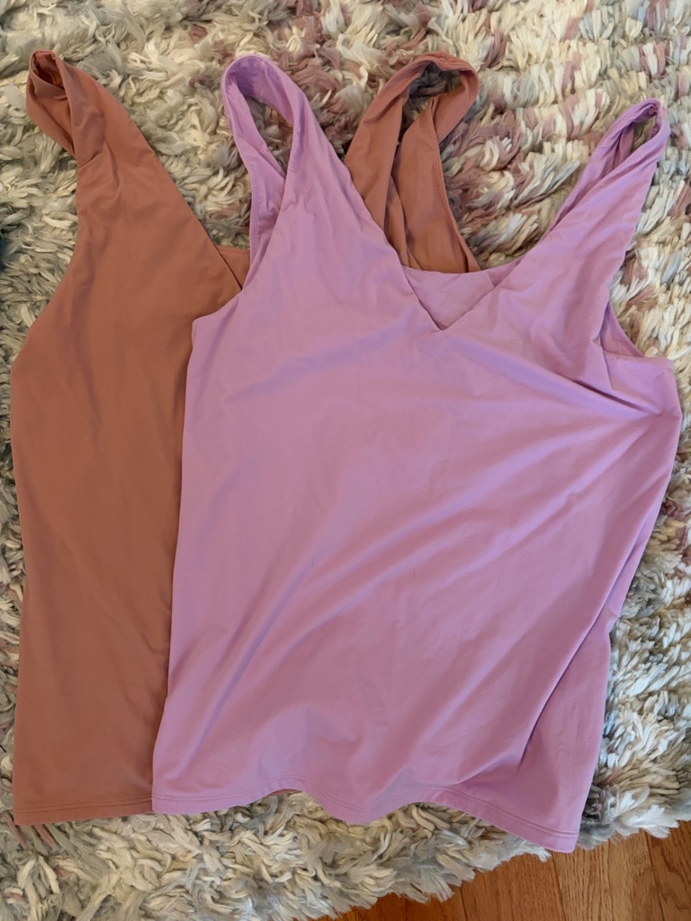 Women's V-Neck Tank Top - Pink and Dusty Rose